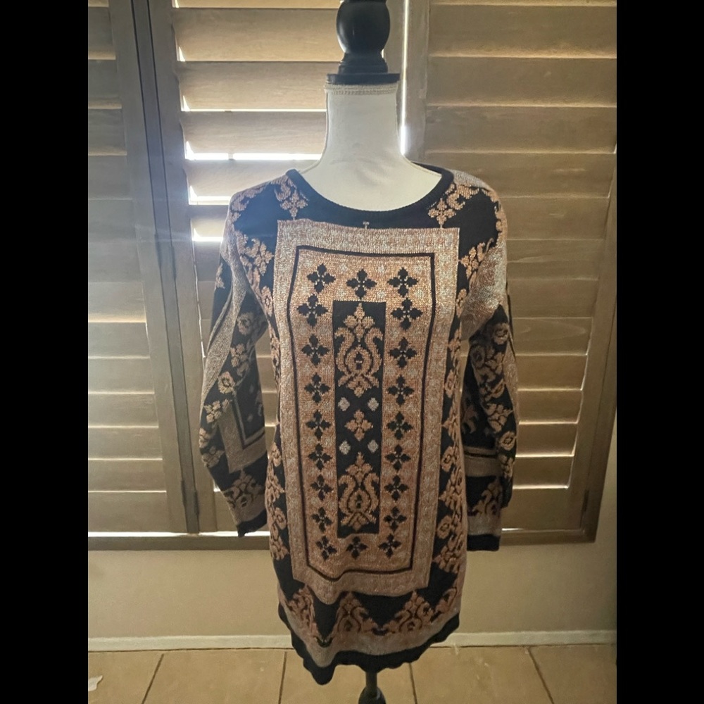 Express Gold/Black/Silver Sweater Dress